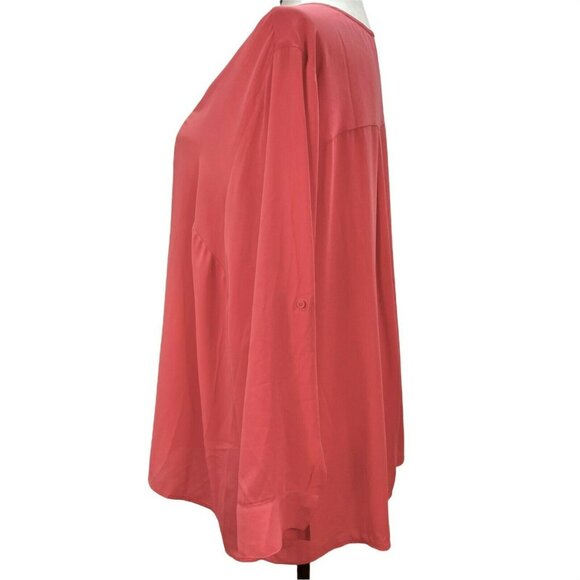 Lane Bryant Womens Coral Long Sleeve Tunic Blouse Size 26/28 Lightweight Top - Picture 3 of 8